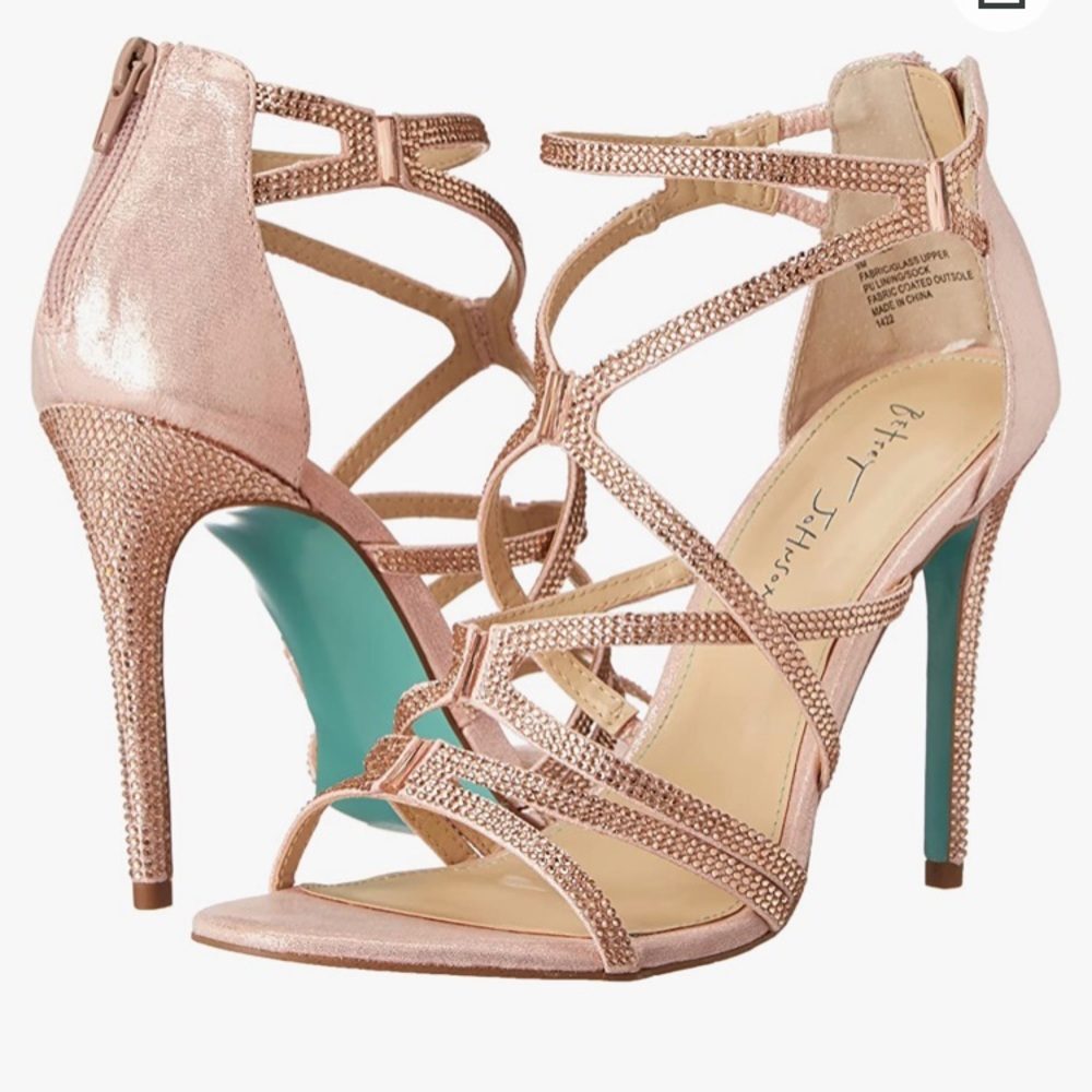 Betsey Johnson blush jeweled heeled sandals size 7.5